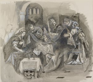 Teckning av Tintorettos omskärelse i Scuola Grande di San Rocco, augusti 1869 av John Ruskin
