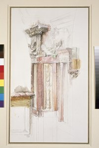 Pilaster på Fasaden av Sant Anastasia, Verona, juni 1869 (wc & kroppsfärg över grafit på papper, några linjer härskade)