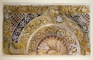Studie av en panel om dopkapellets typsnitt, Pisa av John Ruskin