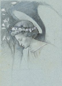 Studie av ängeln Gabriels huvud i Filippo Lippis 