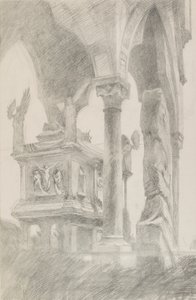 Studie av Mastino II della Scalas grav i Verona, c1869. av John Ruskin