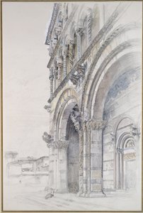 Duomo of San Martino, Lucca, juli - augusti 1874 (grafit, akvarell och kroppsfärg på papper, vissa linjer styrde)