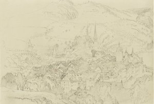 Utsikt över Luzern från ovan, oktober - december 1861. av John Ruskin