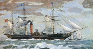 Samuel Cunards Britannia (färglitografi)