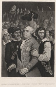 Ludvig XVI hotad av folkhopen vid deras besök i Tuilerierna av John Sartain