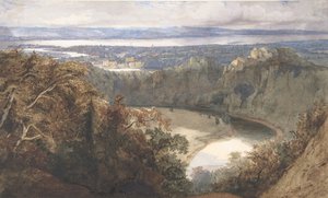 Utsikt över Chepstow, Wales, 1834.