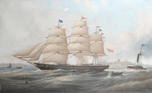 Fartyget Utinia utanför Tynemouth av John Scott