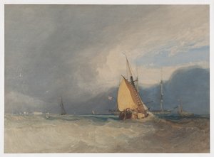 Båtar utanför kusten, storm på väg av John Sell Cotman