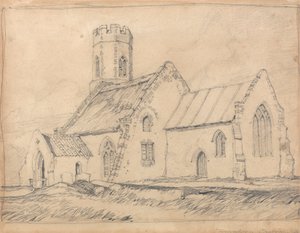 Brampton Church, Norfolk, från sydost av John Sell Cotman