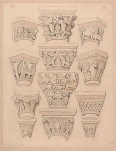 Kapitäl i klosterkyrkan S:t Georges de Bocherville, nära Rouen, Normandie