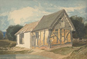 Gårdsbyggnad vid en damm, 1808-11. av John Sell Cotman