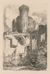 Studiebok: Plåt 31, Conway Castle, N. Wales, 1838 av John Sell Cotman