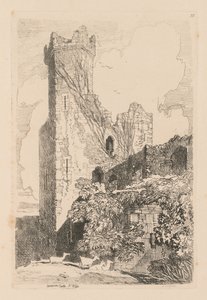 Studiebok: Platta 32, Caernarvon Castle, N. Wales av John Sell Cotman