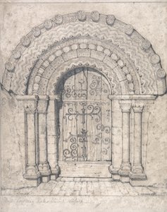 Norra dörröppningen i Hales kyrka, Norfolk av John Sell Cotman