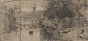 River Landscape, förmodligen nära Thorpe, Norfolk av John Sell Cotman