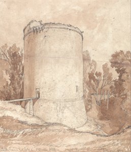 Runda tornet, slottet Lillebonne, Normandie av John Sell Cotman
