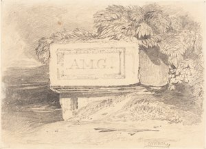 Ruinerad grav inskriven "A.M.G." av John Sell Cotman