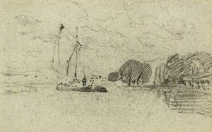Segelpråm (kol) av John Sell Cotman
