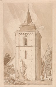 Tornet på bykyrkan Saint Maclou, Normandie av John Sell Cotman