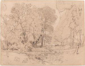 Skogbevuxen landskap av John Sell Cotman