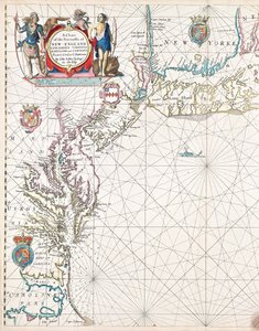 En karta över kusterna i New England, New Jersey, Virginia, Maryland och Carolina från Cape Cod till Cape Hatteras