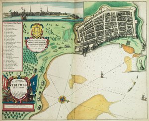 En karta över staden och hamnen i Tripoli i Barbariet