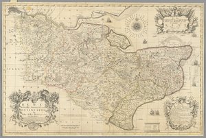 Kent, faktiskt undersökt och avgränsad av John Seller, ca 1680 (gravyr)