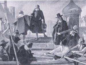 Flight of the five members, illustration från The History of the British People publicerad av Waverley, c.1940 (litho) av John Seymour Lucas