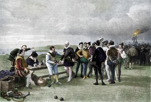 Armadan i sikte, Plymouth hacka, 1880, 1911 av John Seymour Lucas