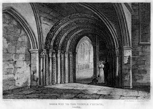 Dörröppning till Temple Church, London, 1815.