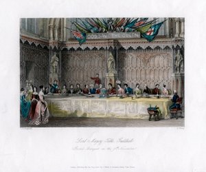 Lord Mayors-bordet, storslagen bankett, Guildhall, City of London, 1800-talet.