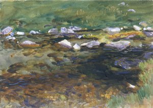 Brook and Meadow, ca 1907 (wc, gouache och grafit på vitt vävt papper) av John Singer Sargent