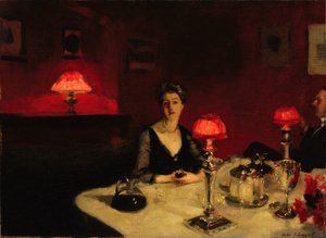 Le verre de porto (Ett middagsbord på natten) av John Singer Sargent