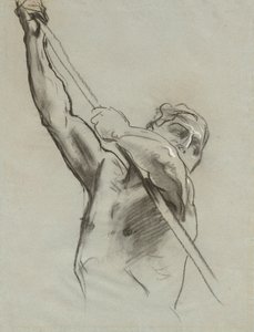 Manlig torso med stång, 1890-1900. av John Singer Sargent