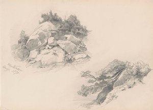 Rocks and Brush, Hintersee, Tyskland, 1871 (grafit på vävpapper) av John Singer Sargent