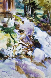 Rushing Brook, ca 1904-11 (wc, gouache och grafit på benvitt vävt papper) av John Singer Sargent