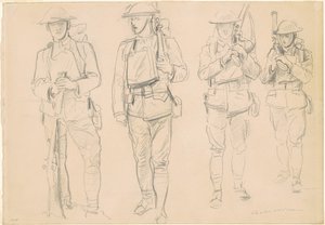 Studier för "Entering the War" [recto] av John Singer Sargent
