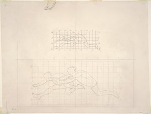Studier för "Två klassiska mansfigurer som hoppar" av John Singer Sargent