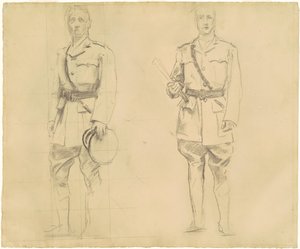 Studier av generalerna Plumer och Haig för "General Officers of World War I" [recto] av John Singer Sargent