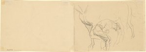 Studie för "Skor Golgata hästar längst fram" [verso] av John Singer Sargent