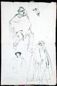 Studera för en venetiansk gatuscen (bläck på papper) av John Singer Sargent