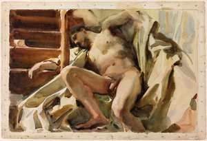 Studie av en liggande manlig nakenbild av John Singer Sargent