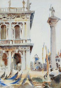 The Corner of the Libreria, med St. Theodores kolumn, Venedig, 1904 av John Singer Sargent