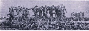 Omklädningsstationen. Förluster från Mustard Gas, från British Adventure publicerad av Collins, 1947 av John Singer Sargent