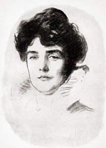 Jeanette Jennie Jerome, Lady Randolph Churchill och mor till Sir Winston Churchill, från A Roving Commission av Winston S. Churchill pub. av Scribners, 1930 av John Singer after Sargent