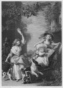 De kungliga prinsessorna, barn till George III, från bilden i den kungliga samlingen (gravyr)