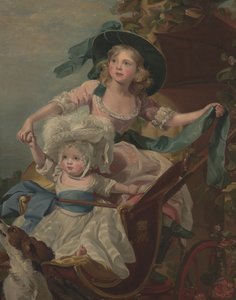 Två prinsessor, Sophia och Amelia, hans majestäts döttrar, kung George III, ca 1785 (olja på duk)
