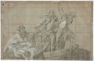 Rescue Group, 177778 (svart krita förhöjd med vitt på papper) av John Singleton Copley