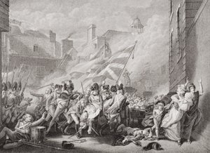 Major Peirsons död vid St. Helier, som återtog Jersey från fransmännen, 8 januari 1781, från `Illustrationer av engelsk och skotsk historia