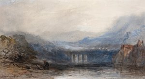 Regn, ånga och fart; järnvägsviadukten (akvarell)